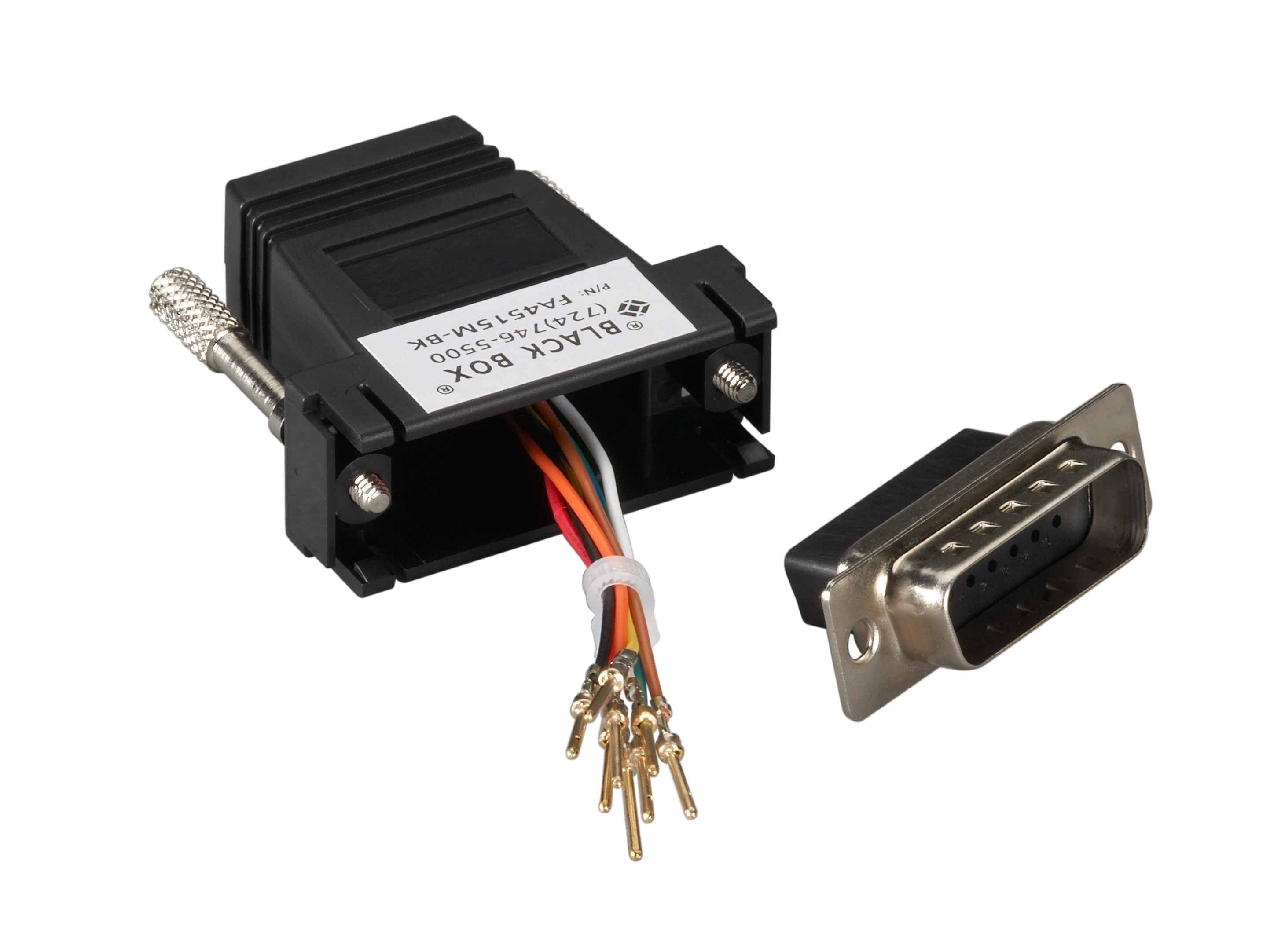 Modular Adapter Kit - DB15M to RJ45F with Thumbscrews Black