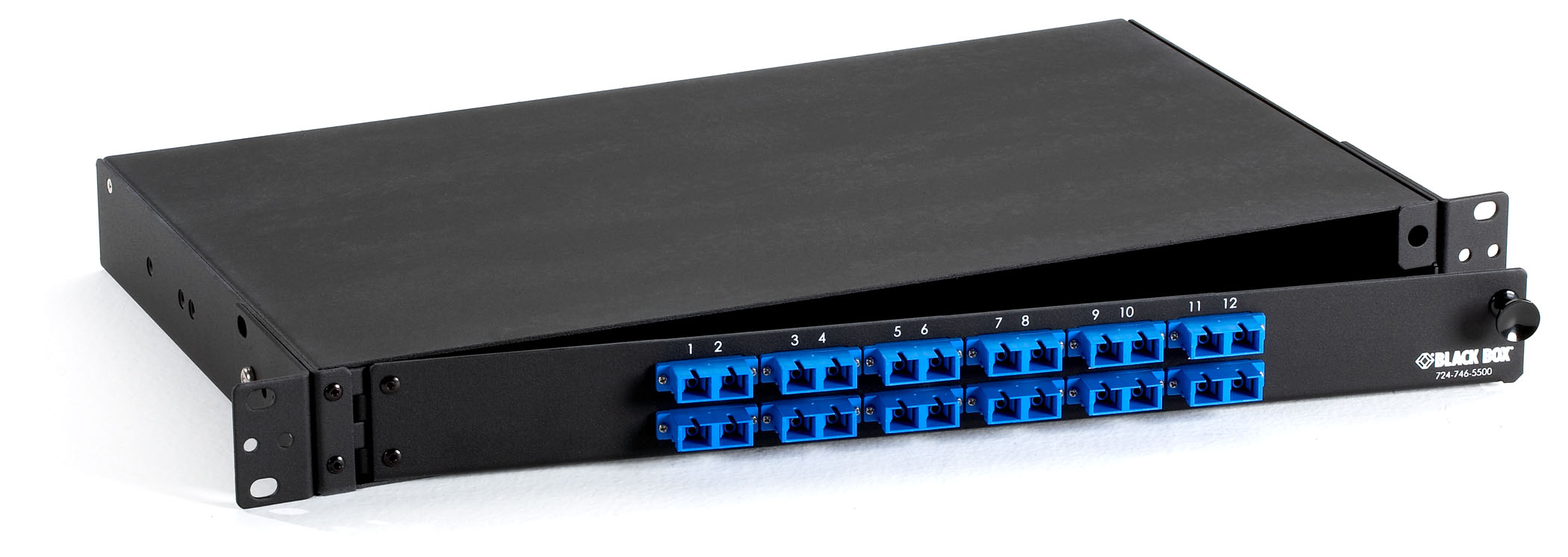 Rackmount Duplex Fiber Enclosure - 1U, Preloaded | Black Box Rackmount Duplex Fiber Enclosure - 1U, Preloaded | Black Box
