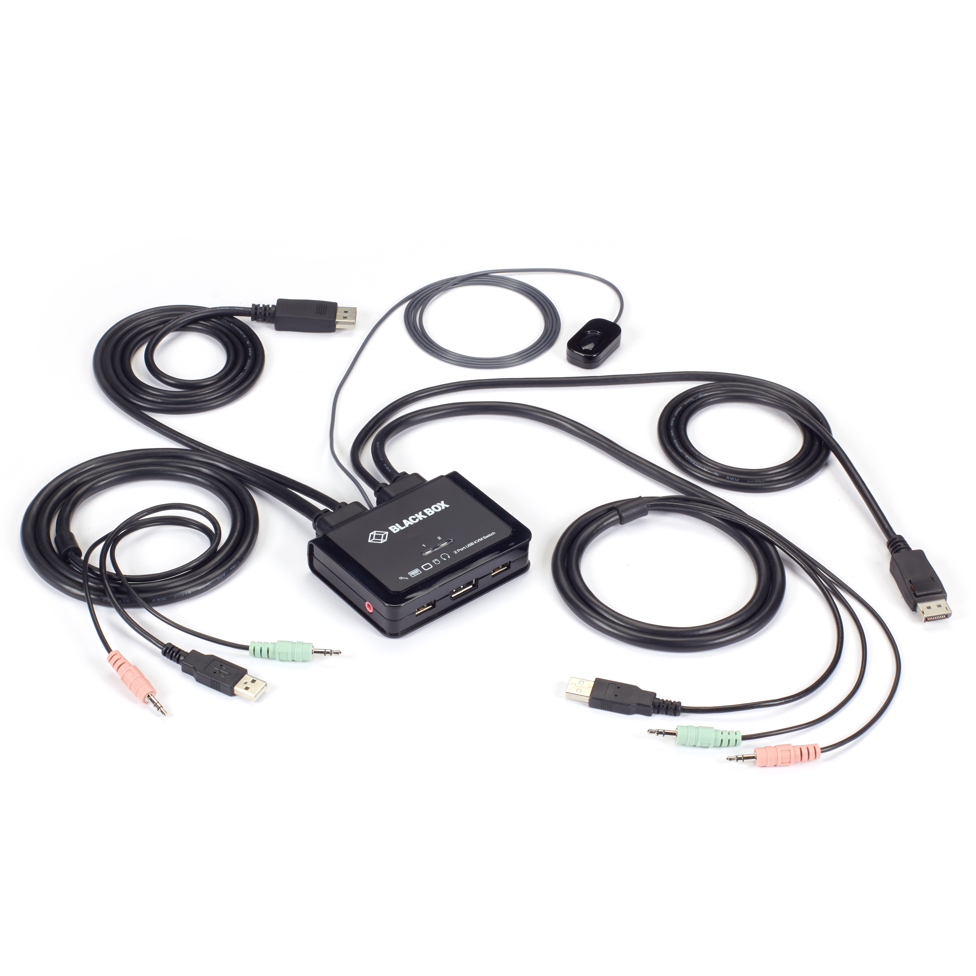 PCハード　BLACK BOX DisplayPort 1.2 デスクトップ KVMスイッチ[KV6202A] KVM Switch - Dual-Monitor, DP 1.2, 4K 60Hz, USB 3.0 Hub