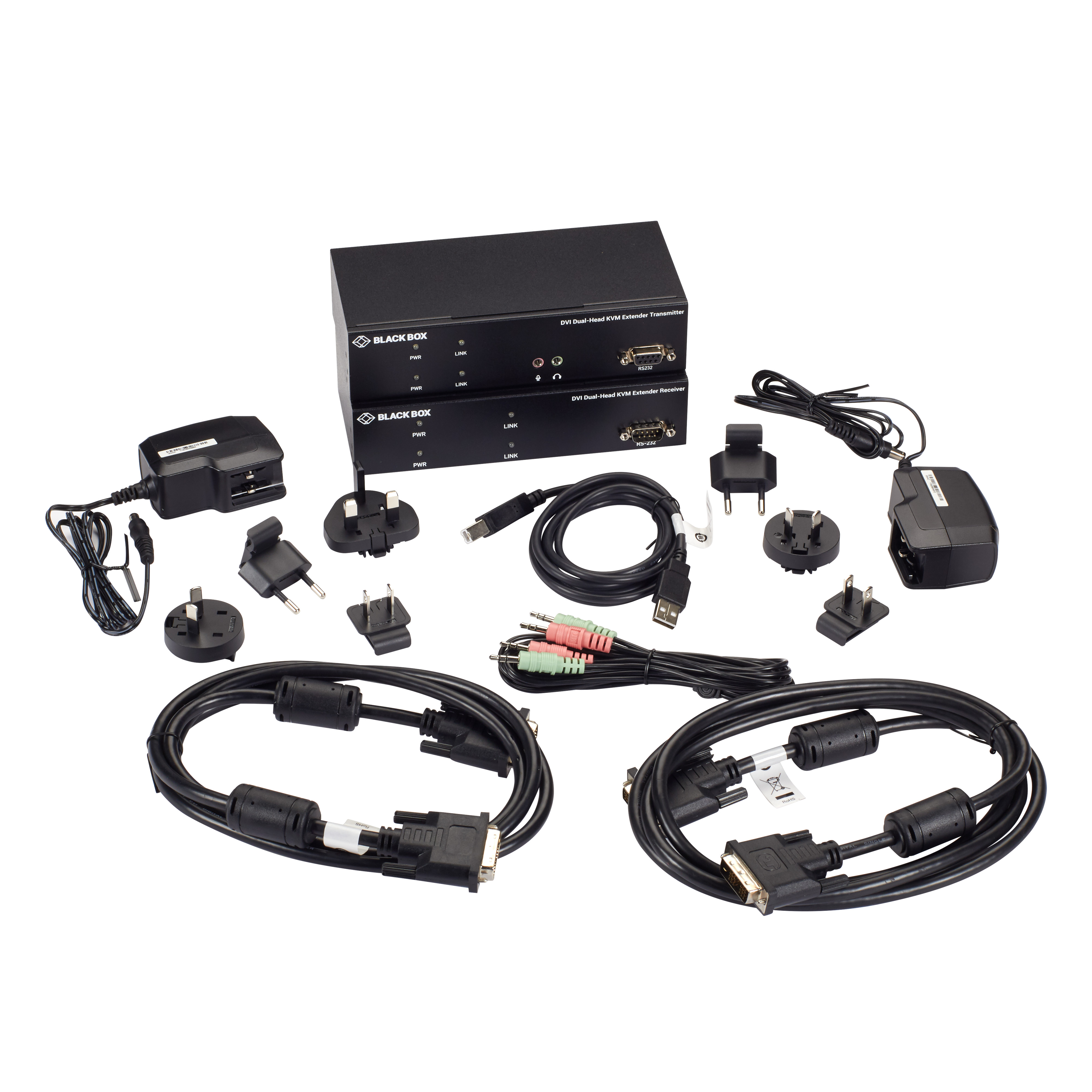 KVM Extender over Fiber DVID, USB 2.0, Serial, Audio, Local Video