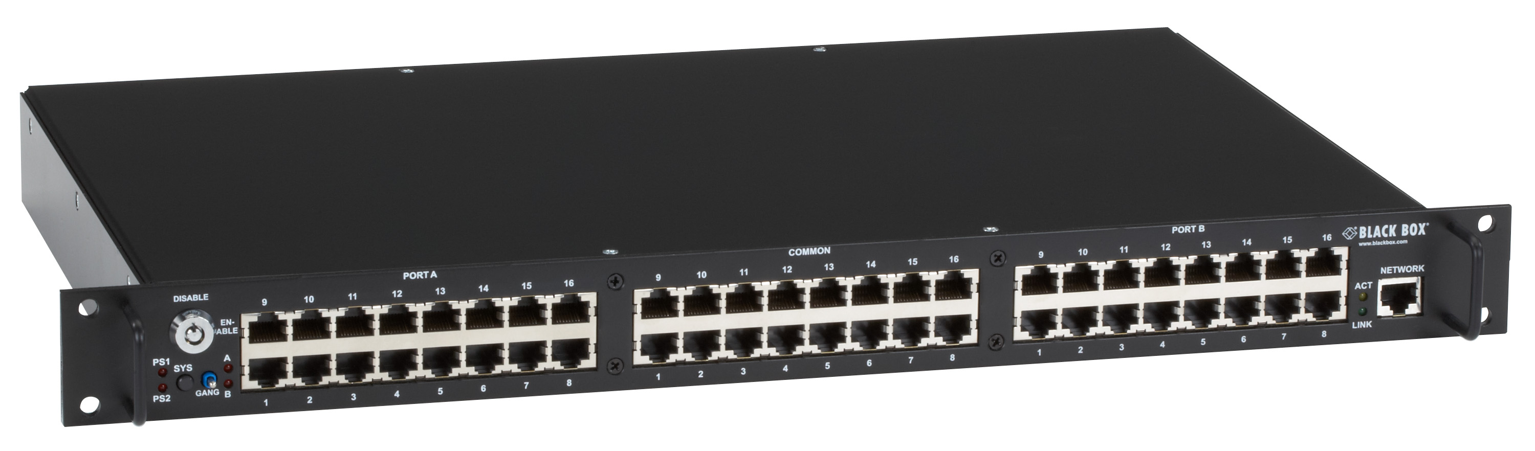 Rackmount Gang Switch - 19-in., 1U, (8) RJ-45 A/B (All Pins