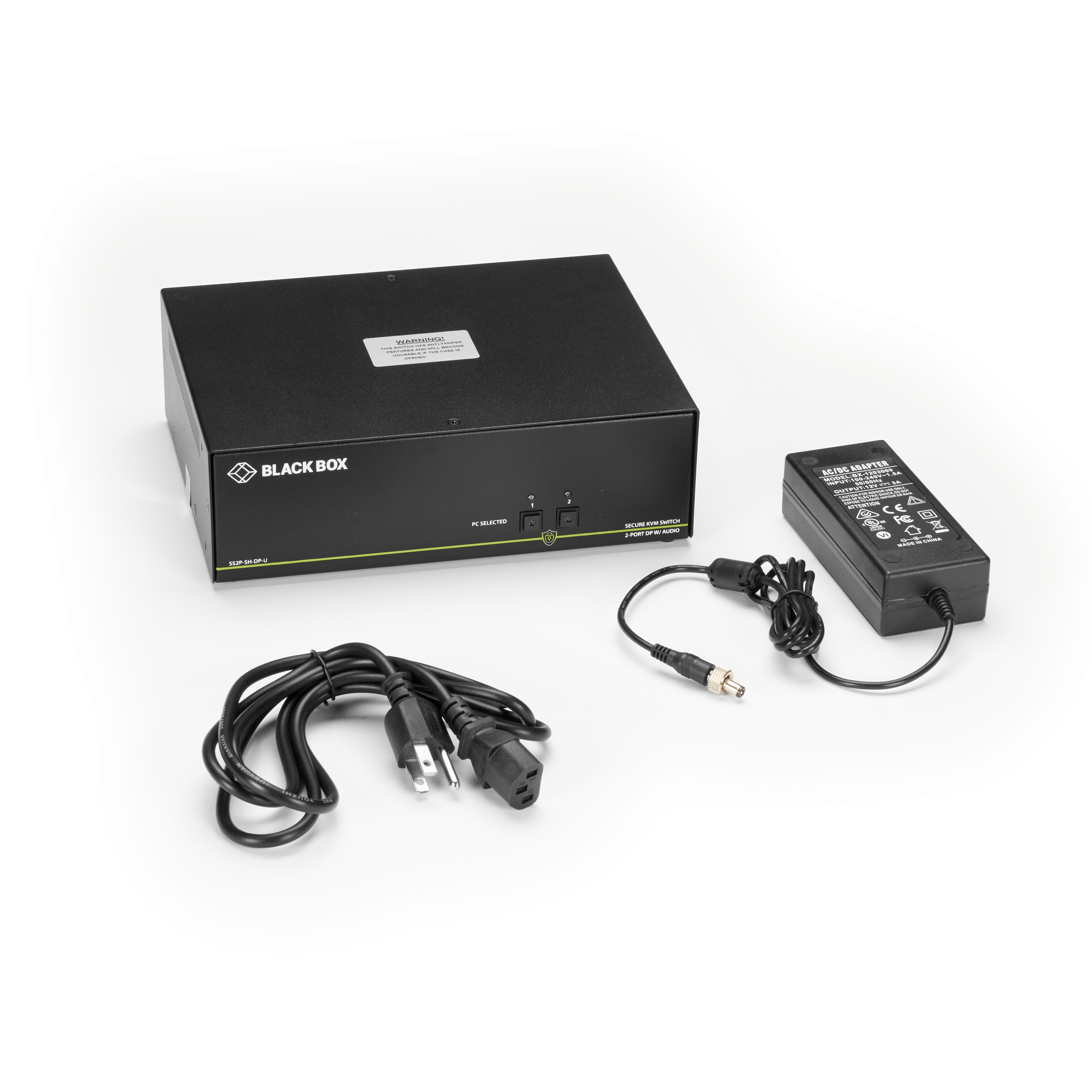 Black Box NIAP 3.0 セキュア 2ポート シングルヘッド DisplayPort KVMスイッチ - 2コンピューター - 1ローカル(S)ユーザー - 3840 x 2160-4 x U KVM Switch, NIAP 3.0 - Single-Monitor, DP 4K30, USB, Audio