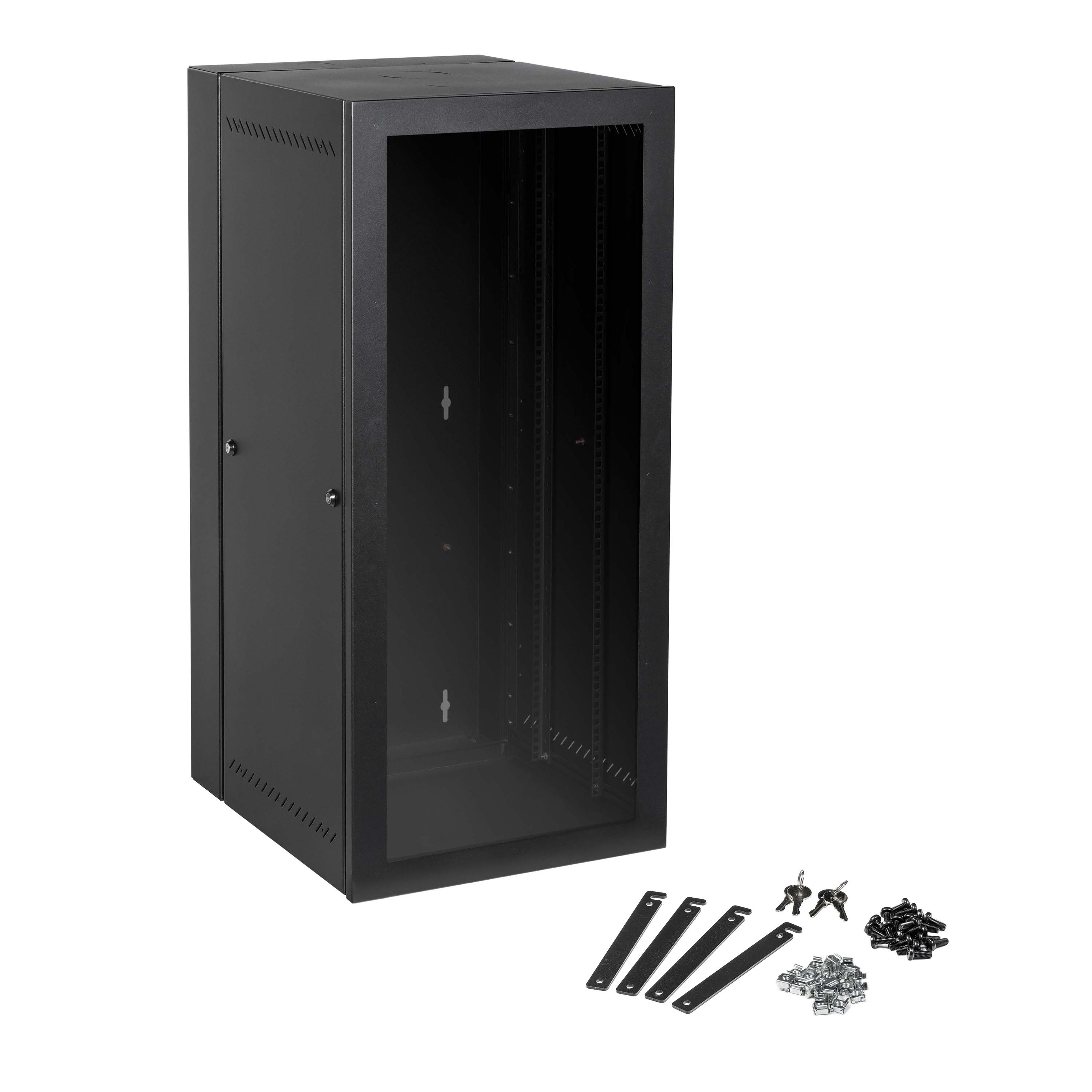 25U Wallmount Cabinet, Double-Hinged, 158-kg Capacity, 622mm D