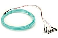 OM3 50-Micron Multimode Fiber Optic Pigtail - 12-Strand, OFNR, PVC