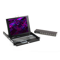 ServTray KVM LCD Console Tray and Switch - 17-in., 1-Port, Single-Rail, DVI-D, VGA, PS/2, USB, EU
