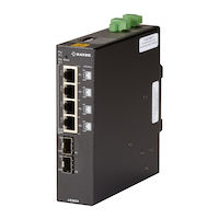 Gigabit Ethernet (1000-Mbps) PoE++ Industrial Network Switch - (4) 10/100/1000-Mbps Copper RJ-45, (2) 100/1000-Mbps SFP, Extreme Temperature