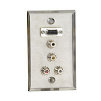 AV Wallplate - Stainless Steel, 1 VGA, Female to Female, (1) 3.5mm Female to Female, (3) RCA Female to Female